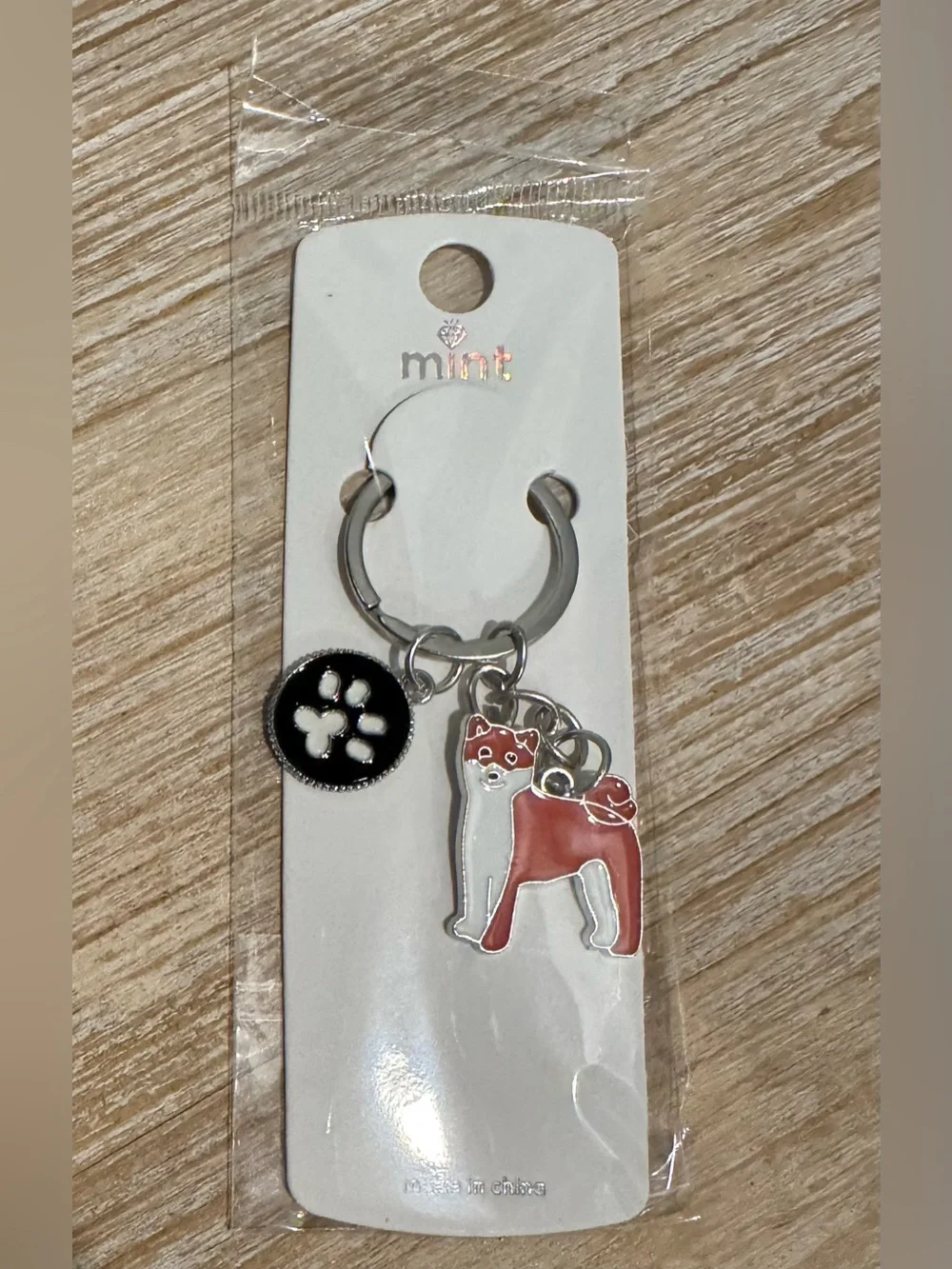 Dog and Paw Keychain or Bag Charm New